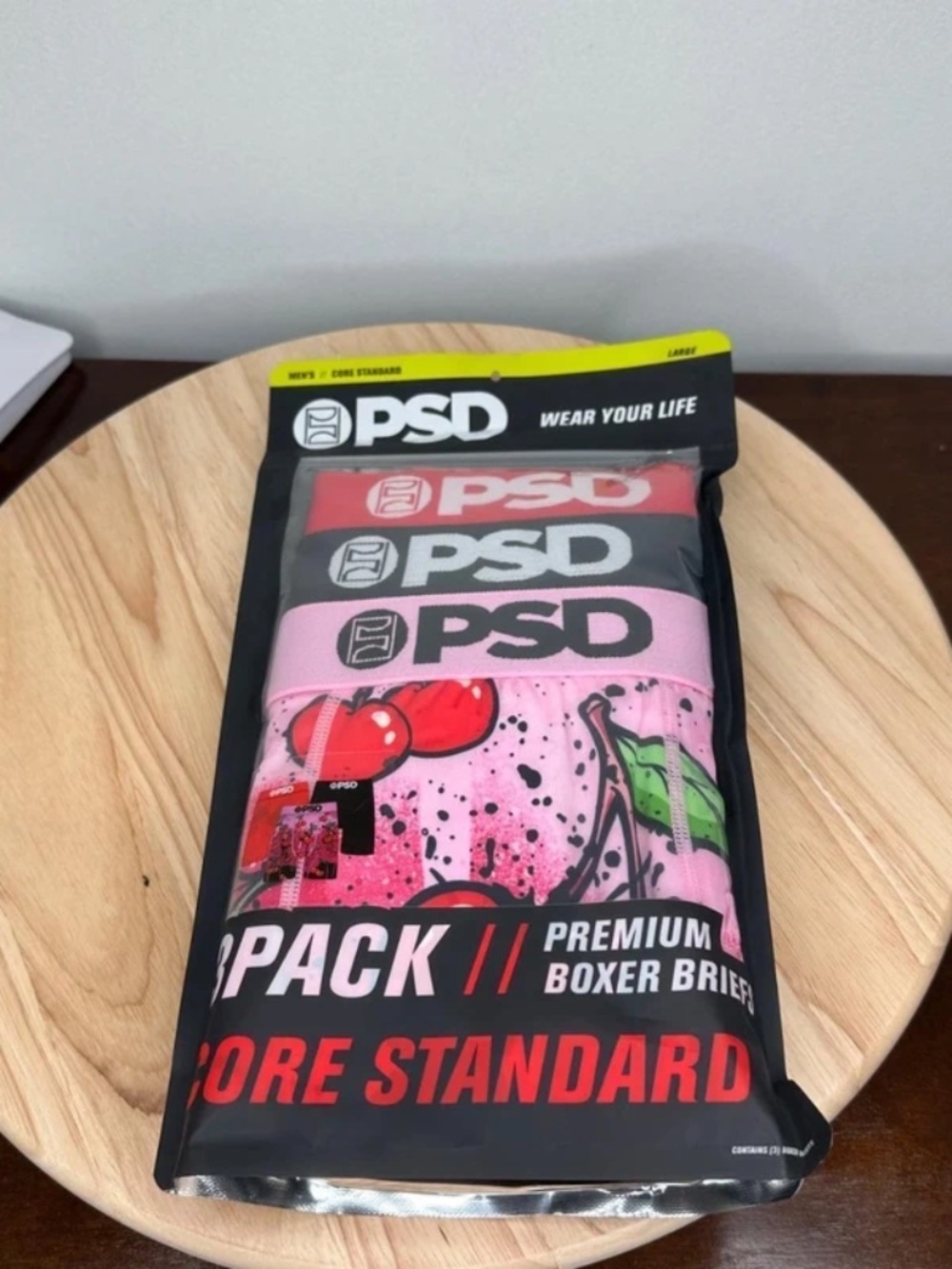PSD 3 Pack Core Standard Boxer Briefs Athletic Shorts Cherry Drip Pink/Red NEW